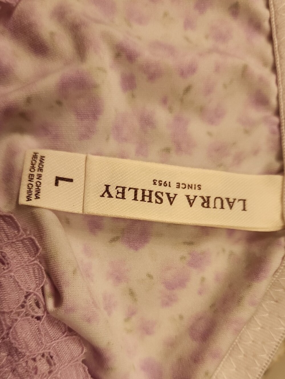 Laura Ashley Lavender Floral Lace-Trim Camisole - Picture 2 of 5